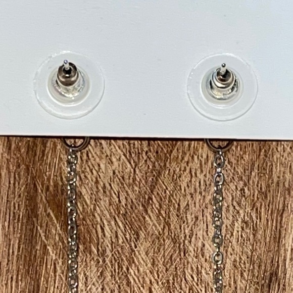 Snowflake Dangle Earrings NEW Sparkles Rhinestone Silver-Tone Long Duster - Picture 5 of 6